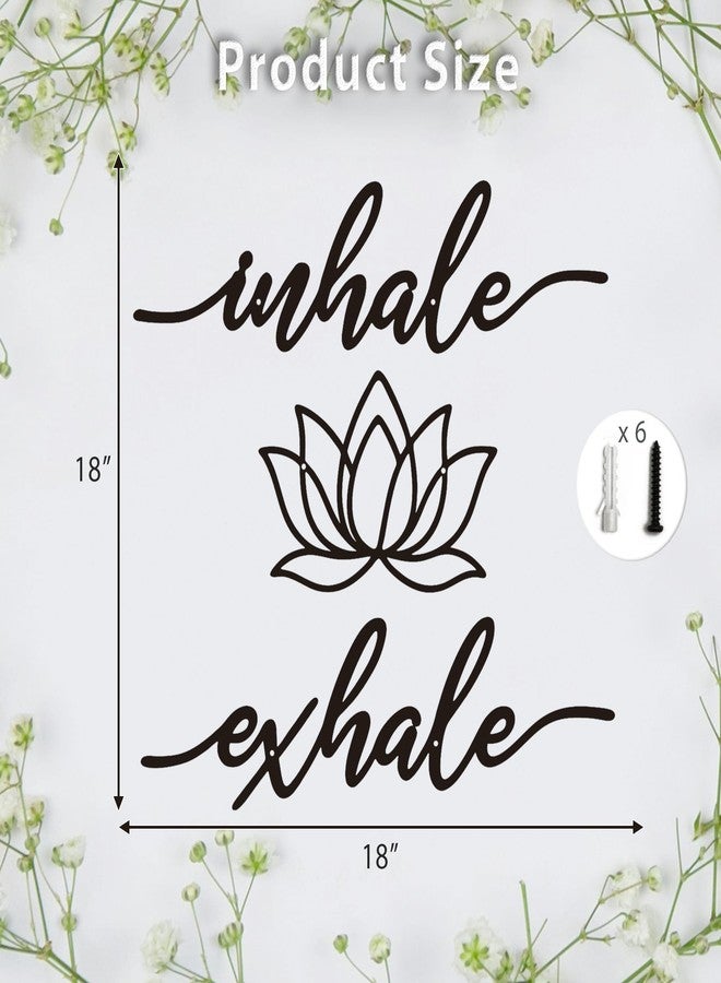 Chordwave Inhale Exhale Wall Art Meditation Room Zen Wakk Decor Black Metal Yoga Sign Decorative Spiritual Decor for Living Room Bedroom Shelf - Image 2